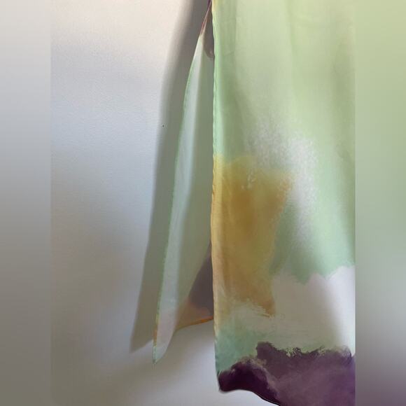 Hello Molly Talk To Me Midi Dress Size 8 – One Shoulder Satin Pastel Print - Picture 8 of 11